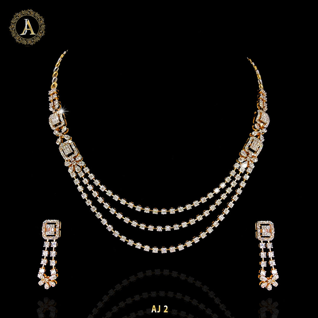 Diamond Necklace Set in Yellow Gold