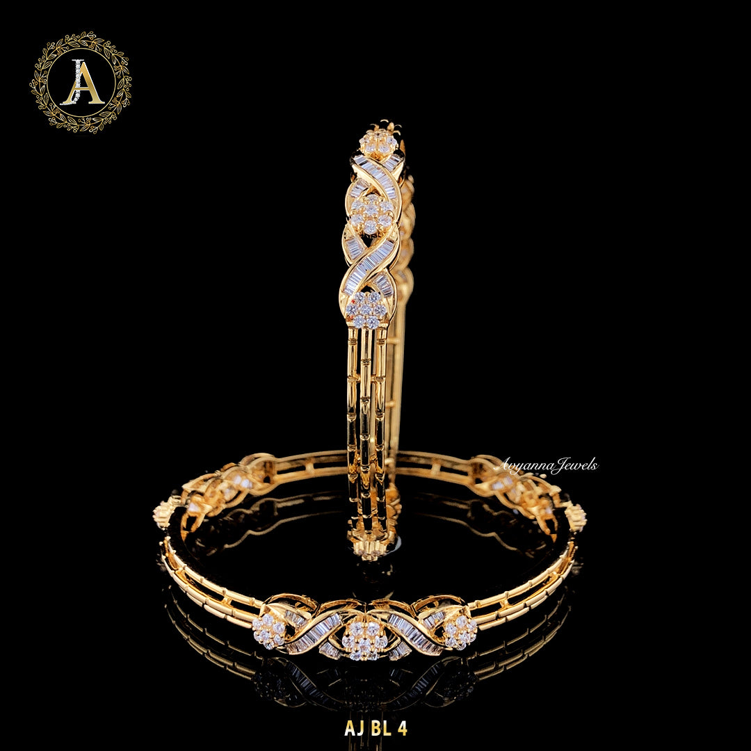 Gold Diamond Bangle with Baguettes